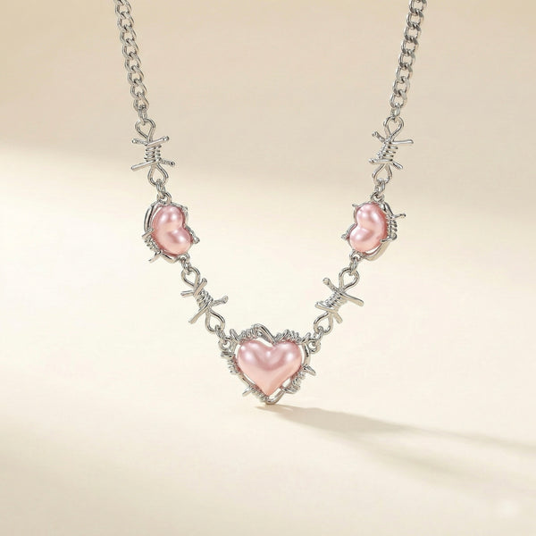 Collar Nicho de Corazones Rosa