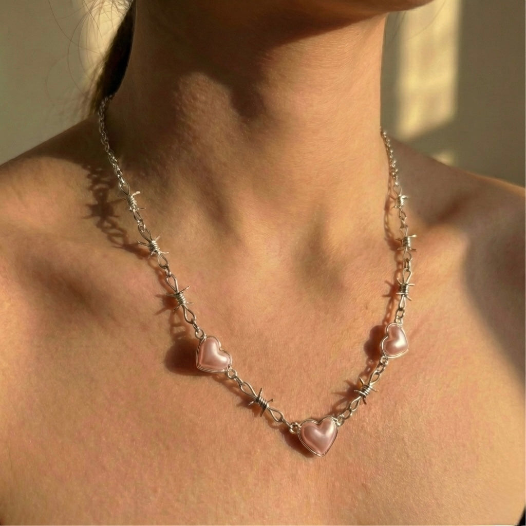 Collar Nicho de Corazones Rosa