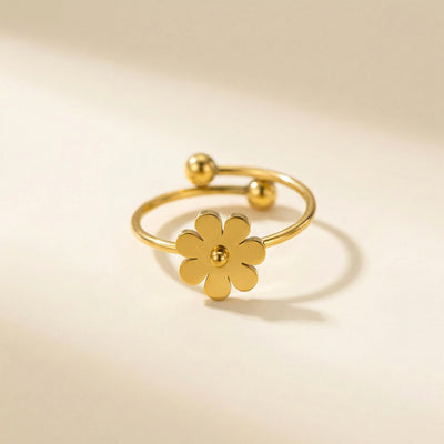 Anillo Flor Mariposa Ajustable