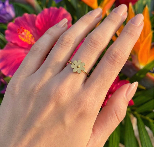 Anillo Flor Mariposa Ajustable