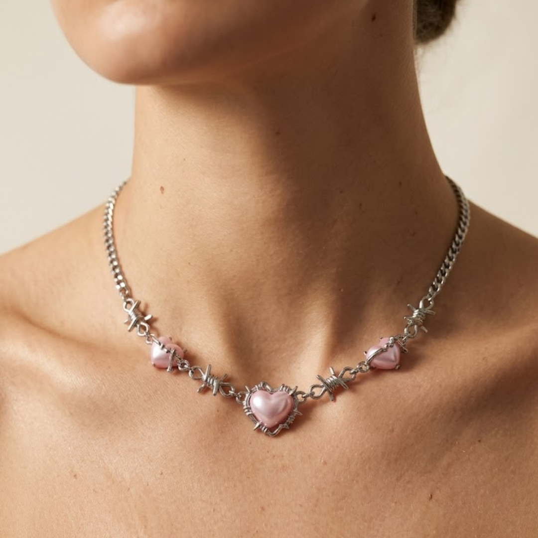 Collar Nicho de Corazones Rosa