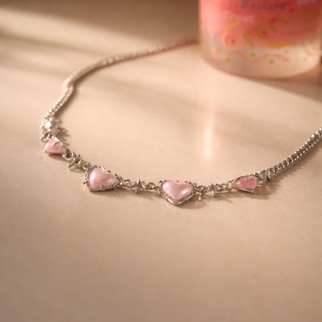 Collar Nicho de Corazones Rosa