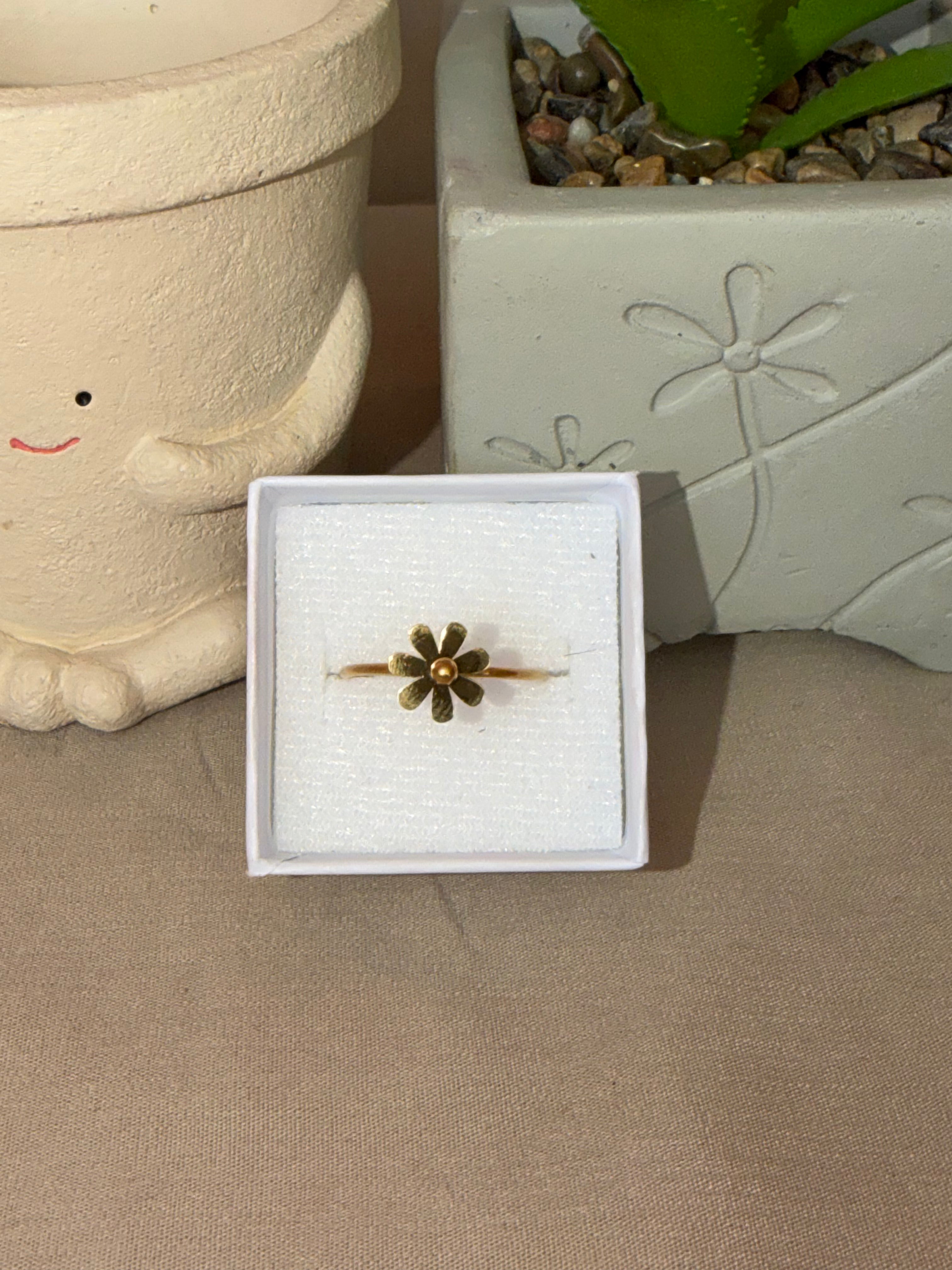 Anillo Flor Mariposa Ajustable
